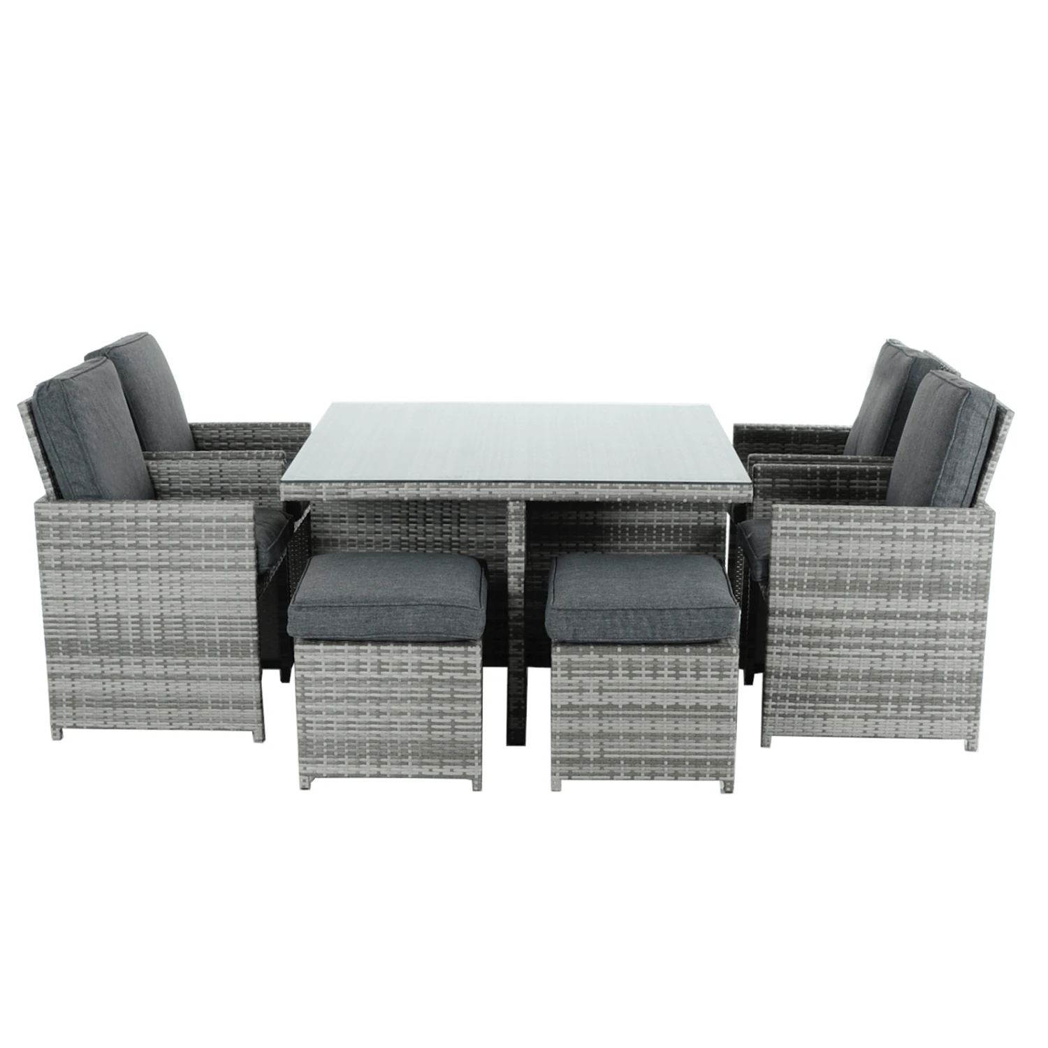 Azuma Grey Rattan Garden Cube Set Table Chairs Stools Monza 4 Azuma Grey Rattan Garden Cube Set Table Chairs Stools Monza - Image 2
