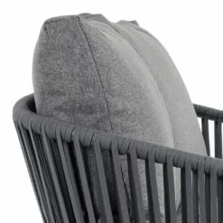 Teramo Garden Sofa Set Black Metal String Seats Glass Table -Halloween Costumes Store XS7068 12