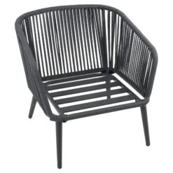 Teramo Garden Sofa Set Black Metal String Seats Glass Table -Halloween Costumes Store XS7068 1600 6