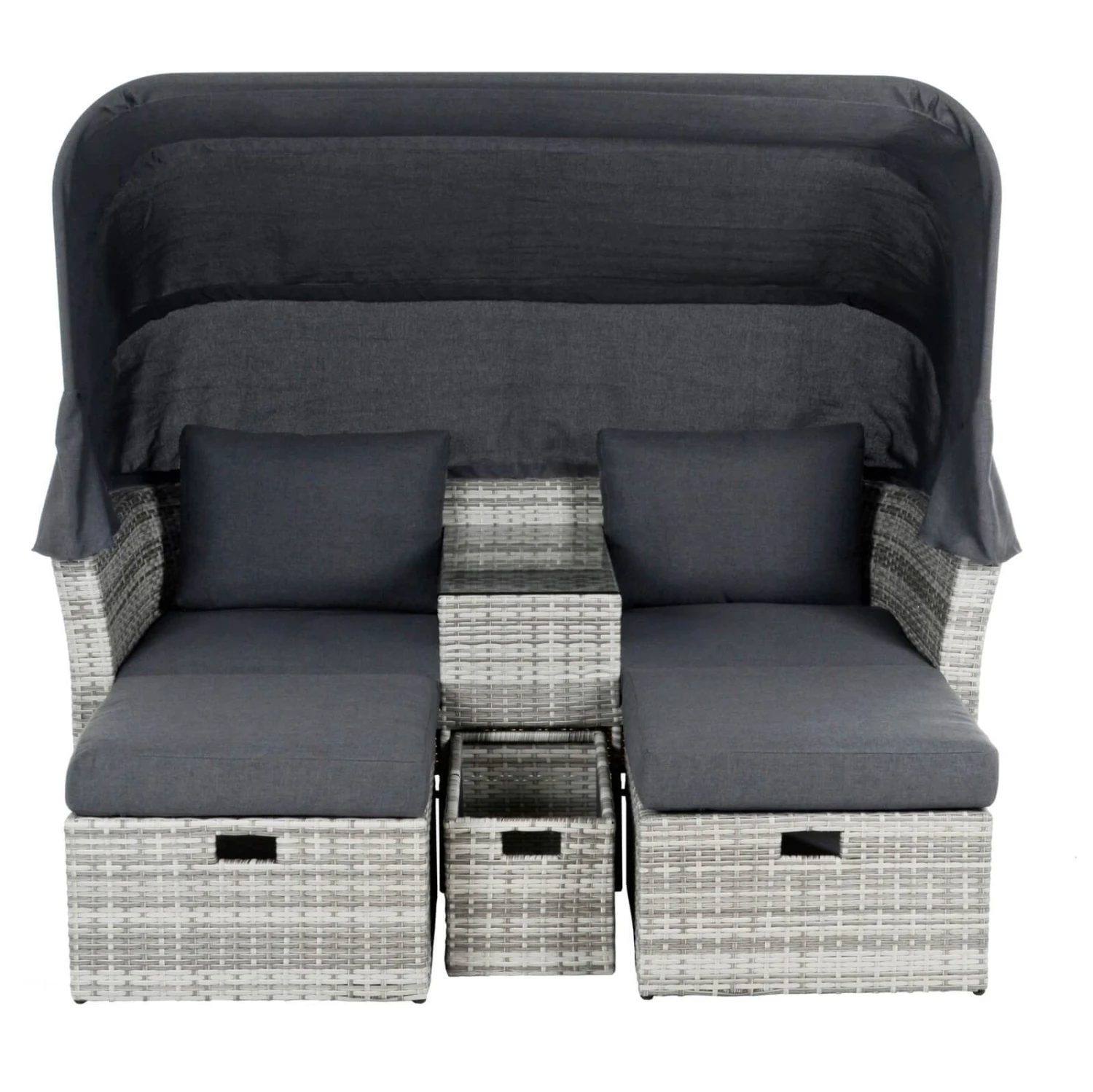 Azuma Arezzo Garden Sofa Set Canopy Grey Rattan Stools Table 4 Azuma Arezzo Garden Sofa Set Canopy Grey Rattan Stools Table - Image 2