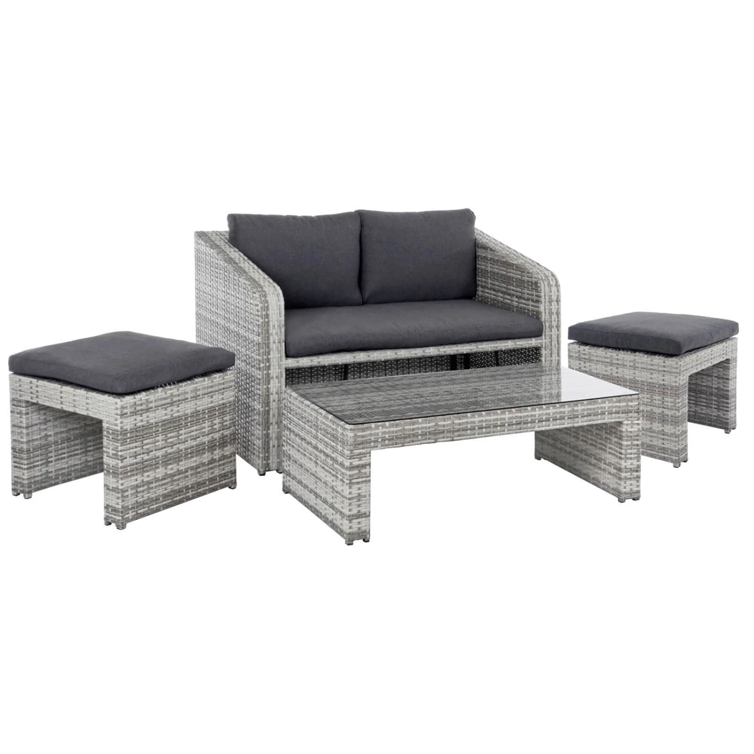 Azuma Varenna Garden Sofa Set Grey Rattan Coffee Table Stools 4 Azuma Varenna Garden Sofa Set Grey Rattan Coffee Table Stools - Image 2