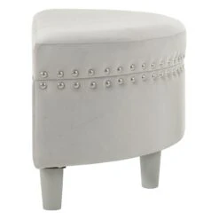 Half Moon Storage Ottoman Velvet Round Padded Seat -Halloween Costumes Store XS7090 1600 3 opt
