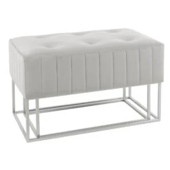 Set Of 2 Nesting Stools Velvet Padded Seats Silver Metal Legs -Halloween Costumes Store XS7092 1600 2 opt