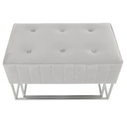 Set Of 2 Nesting Stools Velvet Padded Seats Silver Metal Legs -Halloween Costumes Store XS7092 1600 4 opt