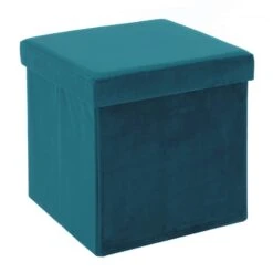 Hodge & Hodge Velvet Effect Storage Ottoman With Lid -Halloween Costumes Store XS7139 1 opt
