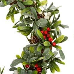 6ft Light Up Christmas Garland Mistletoe Berries Pine Cones -Halloween Costumes Store XS7142 1600 2 opt