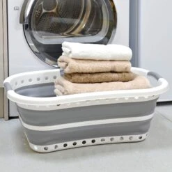 Collapsible Laundry Basket Space Saver Curved Side 37L -Halloween Costumes Store XS7226 LS 1600 1a opt