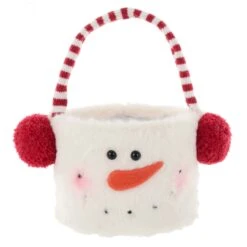 Fabric Christmas Treats Bucket Fleece Snowman Santa 26cm 10 Fabric Christmas Treats Bucket Fleece Snowman Santa 26cm -Halloween Costumes Store XS7236 1 opt