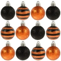 12pk Mini Halloween Decorative Baubles 4cm