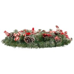30" Christmas Wreath Candy Canes Sweets Snow Pine Cones -Halloween Costumes Store XS7272 2 opt