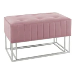 Set Of 2 Nesting Stools Velvet Padded Seats Silver Metal Legs -Halloween Costumes Store XS7302 1600 2 opt