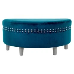 Half Moon Storage Ottoman Velvet Round Padded Seat -Halloween Costumes Store XS7306 1600 1 opt