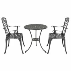 Garden Bistro Set Grey Metal Chairs Table Azuma Denia -Halloween Costumes Store XS7348 2 opt