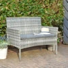 Garden Bench 2 Seat Grey Rattan Outdoor Furniture Azuma -Halloween Costumes Store XS7349 LS 2 opt