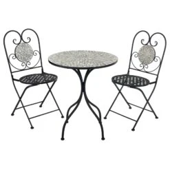 Azuma Garden Bistro Set Table Chairs Mosaic Tile Greek Design -Halloween Costumes Store XS7357 1 opt