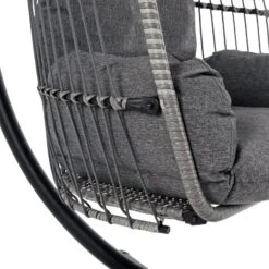 Rimini Swing Chair Garden Hanging Seat Basket Grey Rattan -Halloween Costumes Store XS7359 3
