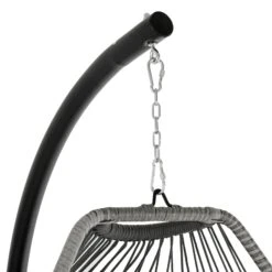 Rimini Swing Chair Garden Hanging Seat Basket Grey Rattan -Halloween Costumes Store XS7359 4