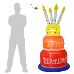 6ft Happy Birthday Cake Candles Light Up Inflatable Decoration -Halloween Costumes Store XS7366 4 opt