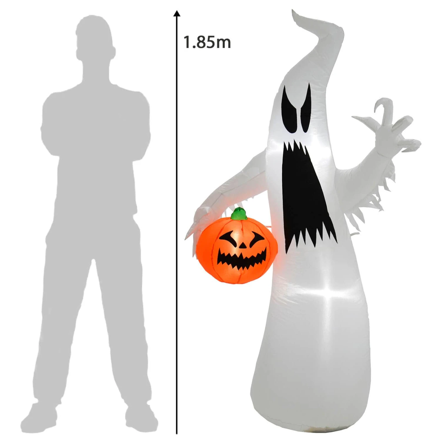 6ft LED Inflatable Ghost With Pumpkin Halloween Party Decoration 5 6ft LED Inflatable Ghost With Pumpkin Halloween Party Decoration - Image 3