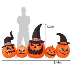 8ft LED Inflatable 5 Evil Pumpkins Witch Hats Halloween Decoration -Halloween Costumes Store XS7375 4 opt