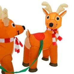 10ft LED Inflatable Santa Sleigh 3 Reindeer Christmas Decoration -Halloween Costumes Store XS7385 5 opt