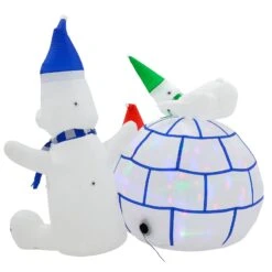 6ft Inflatable Igloo LED Disco Lights Polar Bears Decoration -Halloween Costumes Store XS7386 3 opt