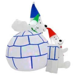 6ft Inflatable Igloo LED Disco Lights Polar Bears Decoration -Halloween Costumes Store XS7386 4 opt
