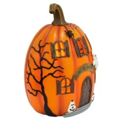 LED Pumpkin House Ghoulish Greetings Halloween Decoration 19cm -Halloween Costumes Store XS7410 2 opt