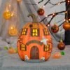 LED Pumpkin House Ghoulish Greetings Halloween Decoration 19cm -Halloween Costumes Store XS7410 LS 1 opt