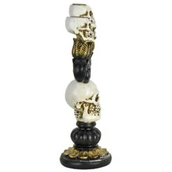 3 Candle Skull Candelabra Black Gold Halloween Decoration 30cm 9 3 Candle Skull Candelabra Black Gold Halloween Decoration 30cm -Halloween Costumes Store XS7413 2 opt