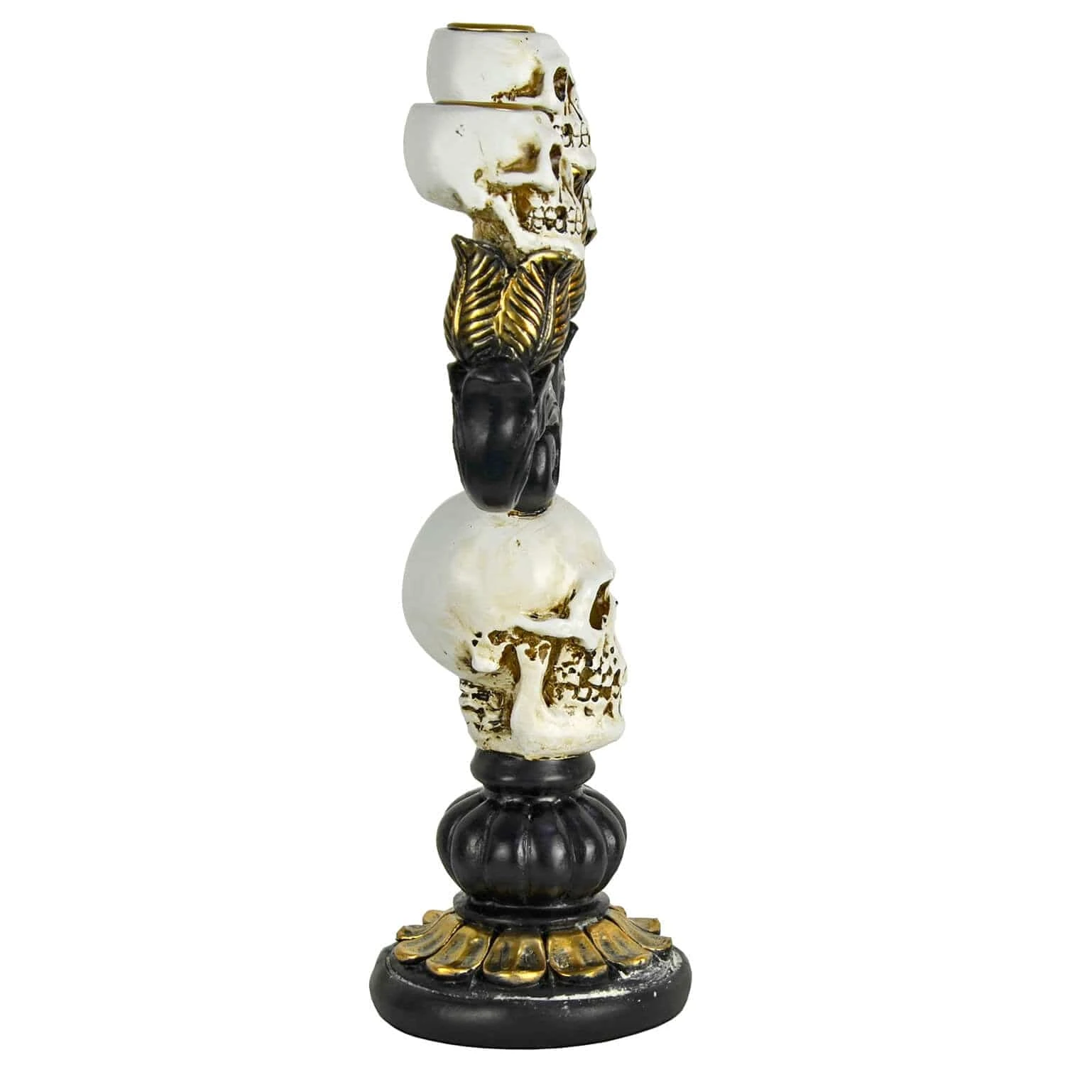 3 Candle Skull Candelabra Black Gold Halloween Decoration 30cm 5 3 Candle Skull Candelabra Black Gold Halloween Decoration 30cm - Image 3