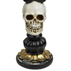 3 Candle Skull Candelabra Black Gold Halloween Decoration 30cm 11 3 Candle Skull Candelabra Black Gold Halloween Decoration 30cm -Halloween Costumes Store XS7413 4 opt