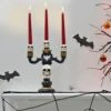 3 Candle Skull Candelabra Black Gold Halloween Decoration 30cm -Halloween Costumes Store XS7413 LS 1 opt