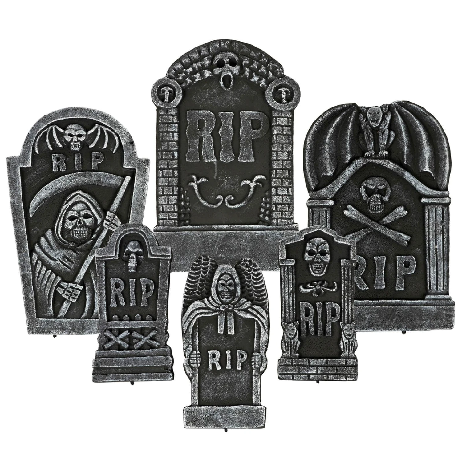 6pc Tombstone Set Halloween Party Decorations Graveyard Props 4 6pc Tombstone Set Halloween Party Decorations Graveyard Props - Image 2