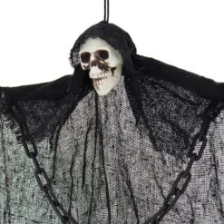 Hanging Skeleton With Chains Black Robe Ghost Decoration 60cm -Halloween Costumes Store XS7456 2 opt