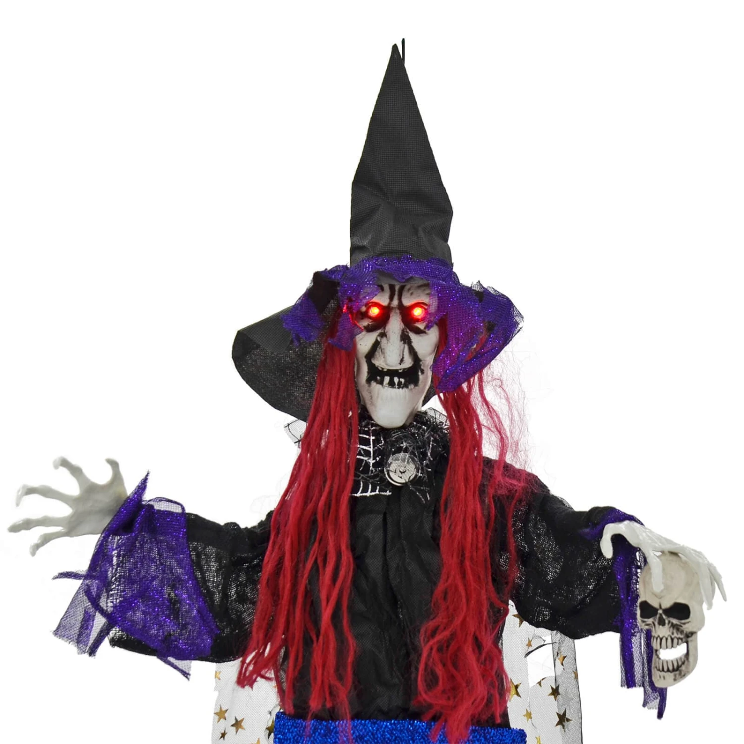 4ft Hanging Witch Light Up Eyes Sounds Halloween Decoration 5 4ft Hanging Witch Light Up Eyes Sounds Halloween Decoration - Image 3