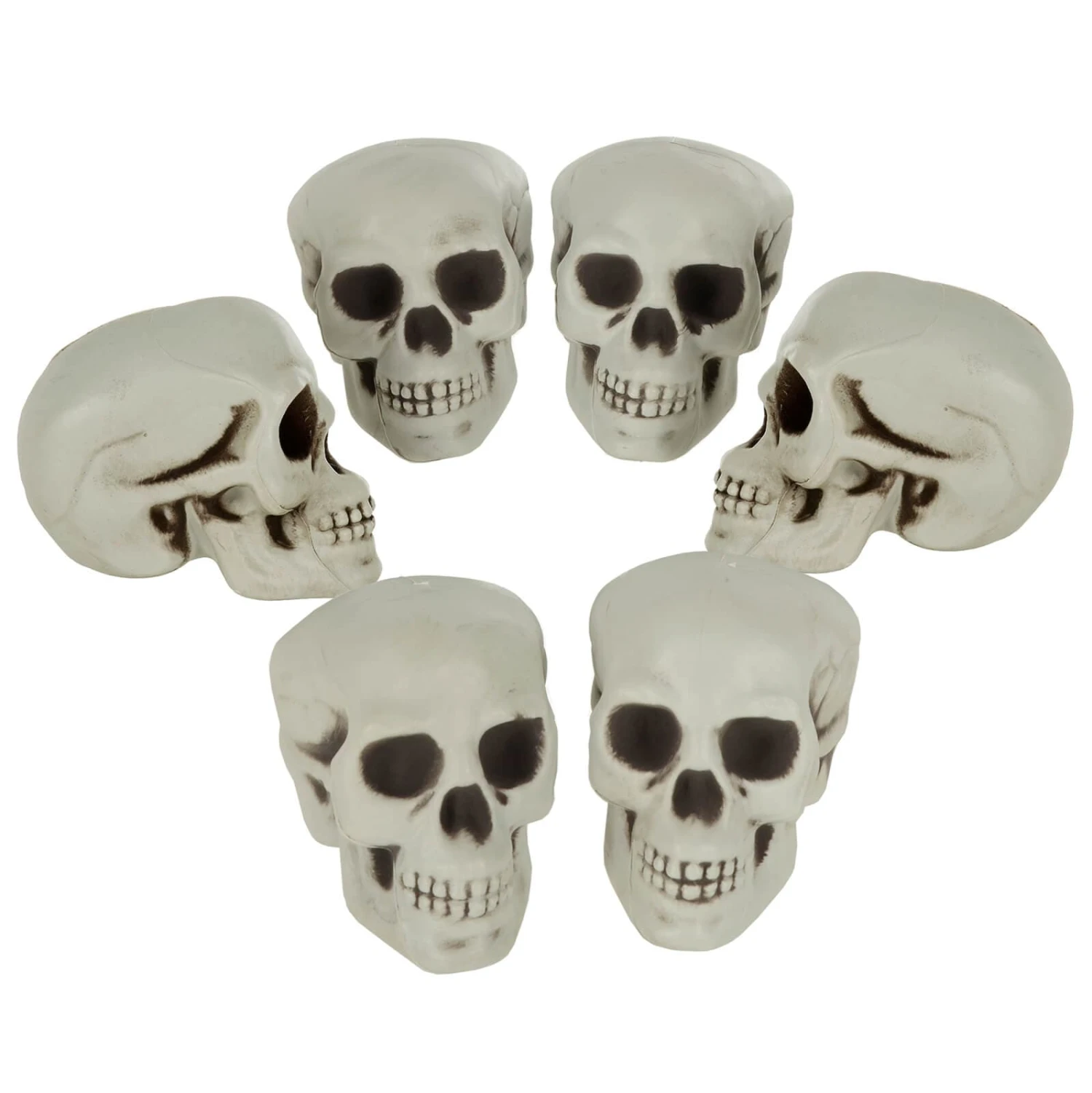 Pack Of 6 Skulls 10cm Plastic Set Halloween Party Decoration 4 Pack Of 6 Skulls 10cm Plastic Set Halloween Party Decoration - Image 2