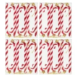 Pack Of 24 Candy Cane Tree Decorations Red White Glitter 13cm -Halloween Costumes Store XS7467 4 1 opt