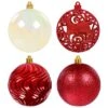 Pack Of 16 Christmas Tree Baubles Mixed Design Decorations 8cm -Halloween Costumes Store XS7473 1a opt