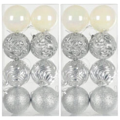 Pack Of 16 Christmas Tree Baubles Mixed Design Decorations 8cm -Halloween Costumes Store XS7475 1 opt