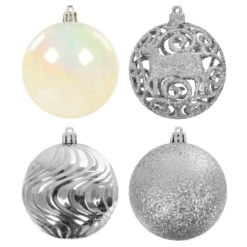 Pack Of 16 Christmas Tree Baubles Mixed Design Decorations 8cm -Halloween Costumes Store XS7475 1a opt