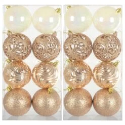 Pack Of 16 Christmas Tree Baubles Mixed Design Decorations 8cm -Halloween Costumes Store XS7476 1 opt