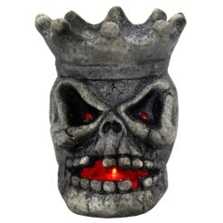 Light Up Skull Crown Candy Holder Halloween Decoration Grey 24cm -Halloween Costumes Store XS7492 1 opt