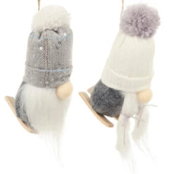 Pair Of Grey White Gonks Christmas Tree Decorations 17cm -Halloween Costumes Store XS7521 2 opt