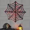 Light Up Spiders Web Black Tinsel Orange LED Decoration 80cm -Halloween Costumes Store XS7531 LS 1 opt