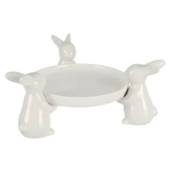 White Rabbits Easter Cupcake Display Plate Sweets Porcelain 9 White Rabbits Easter Cupcake Display Plate Sweets Porcelain -Halloween Costumes Store XS7586 2 opt