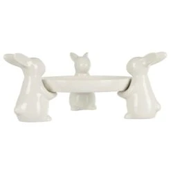 White Rabbits Easter Cupcake Display Plate Sweets Porcelain 10 White Rabbits Easter Cupcake Display Plate Sweets Porcelain -Halloween Costumes Store XS7586 3 opt