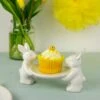 White Rabbits Easter Cake Display Plate Candy Table Decoration -Halloween Costumes Store XS7588 LS 3 opt