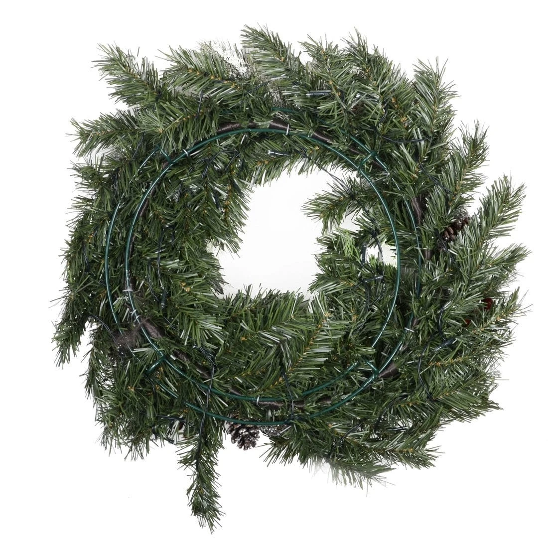 LED Snow Frosted Christmas Wreath With Berries & Pine Cones 6 LED Snow Frosted Christmas Wreath With Berries & Pine Cones - Image 4