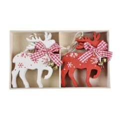 Set Of 6 Reindeer Christmas Tree Decorations Wooden Boxed -Halloween Costumes Store xs4518 1600 3 30069.1499422375.1100.1100